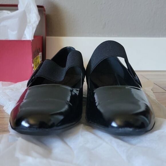 🆕️ Vaneli Fakir Patent Leather Buckle Square Toe Mini Wedge Flats in Black - Picture 6 of 13